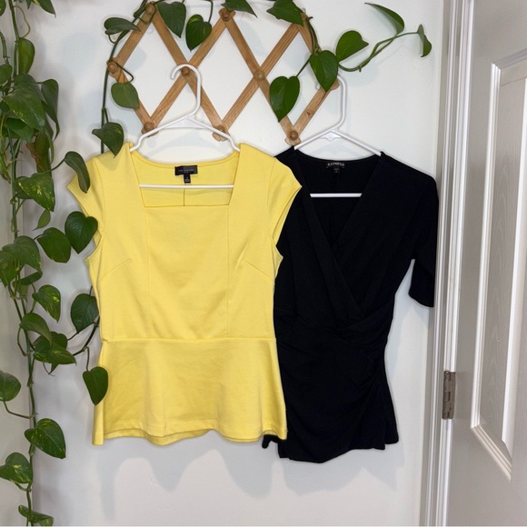 BUNDLE The Limited Yellow Top and Express Black Wrap Top - Picture 1 of 9